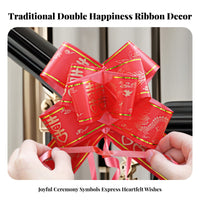 10 Pieces Double Happiness Character Chinese Wedding ribbon decoration Festive Red Color Ribbon Decoration Easy to Assemble Pull ribbon decoration Quick Assembly for DIY Crafters, Family Members, Gift Givers, Weddings, Staircase, Living Room, Doorw
