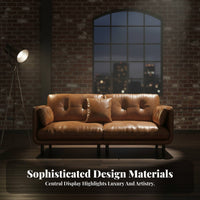 Straight-Line Leather Settee Italian Minimalist aesthetic Sofa Retro Design Living Room Furniture for Apartment Dwellers, Homeowners, Home, Study, Bedroom