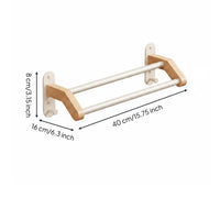 Wooden Towel Simple Setup Installation Double Towel Bar Washroom Storage