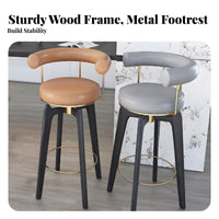 Rotating Wooden Stool with Woven Seat full Wood Bar Chair mid-centuryera Modern Design Home Seating Built-in Footrest for Restaurant Owners, Homeowners, Interior Designers, Kitchen Island, Cafe, Dining Area