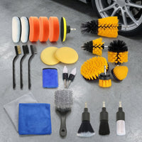 29 Pieces Heavy-Duty Drill Brush Attachment Set Interchangeable Car Detailing Brush Kit Rotary Scrub Pad Set Multi-Surface for Homeowners