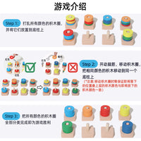 Wooden Color Sorting Column Toy for Kids, Montessori Educational Toy