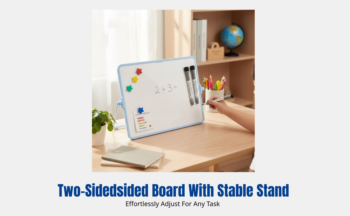 Double-Sided Whiteboard with Desktop Stand, Erasable Drawing Board for Kids, Home, Office, Teaching