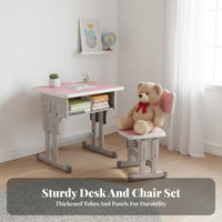 Safe Design Kids Desk and Chair Set Long-Lasting Steel Frame Adjustable Study Desk Easy to Assemble Adjustable Height Study Table Large Desktop for Students, Girls, Parents, Bedroom, School, Homeschooling, Classroom