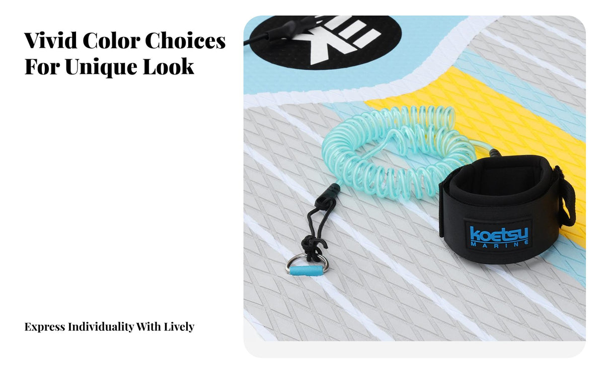 Coiled Stand-up Paddleboard Leash Stretchable Coiled Surf Leash Heavy Duty Paddleboard Rope for Paddlers, Surfers, Surfing, Water Sports