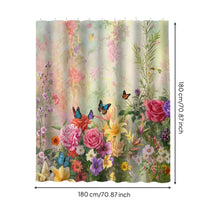 Waterproof Floral Shower Curtain Quick-Drying Floral Print Bath Curtain No Liner Needed Weighted Hem