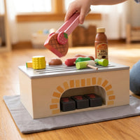 Kids BBQ Grill Playset Wooden-Look BBQ Grill Playset Freestanding for Toddlers
