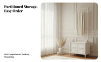 Clothes Rack with Integrated Nightstand Space-Saving Design Bedroom Furnishing