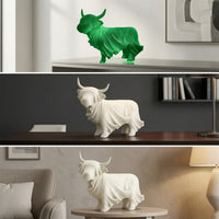Scottish Cattle with Specter Cloth Halloween Scottish Cattle Specter Figurine Resin Sculpture for Collectors, Party Decor, Shelves, Desks