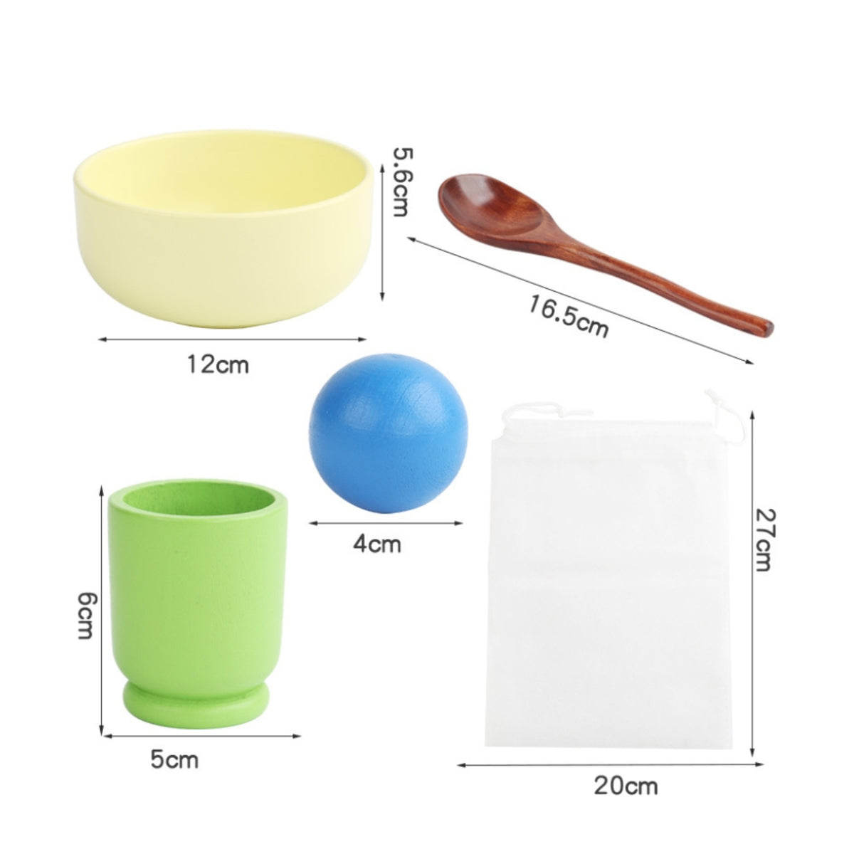 Smooth Multicolor Cup and Ball Toy Wooden Color Sorting Set Painted Wooden Ball Cup Game Cylindrical for Young Children