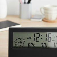 Multifunctional LCD Weather Station Clock Temperature and Humidity Display Multifunction Alarm Clock Minimalist Design Home Electronics for Bedside