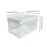 Space Saving Collapsible Plastic Crate with Doors Industrial Design Foldable Storage Box with Lid Large Capacity Stackable Front Opening Storage Bin Install-No-Cost for Students, Outdoor, Dorm Room, Car Trunk, Camping