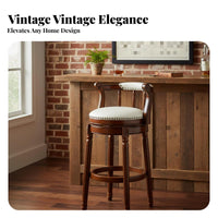 timeless design rotating Stool with Backrest Vintage Design Counter Chair Padded Seat Indoor Seating Built-in Footrest for Bar Owners, Homeowners, Adults, Restaurant, Cafe, Kitchen Island, Dining Room