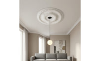 Ornate Ceiling Medallion with Floral Relief Elegant PU Ceiling Medallion Decorative Molding Classical for Homeowners