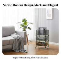 Transparent Acrylic Storage Trolley Modern Design Acrylic Organizer Trolley Tool-No-Tool Assembly Mobile Storage Rack with Wheels Rust-Resistant for Homeowners, Office Workers, Living Room, Kitchen, Bathroom, Playroom