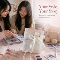 INS Pink Lace Ribbon M5 Loose-Leaf Planner PVC Cover with Elastic Band Diary Card Holder