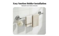 Damageno-Drill Suction Cup Towel Bar Secure Grip No-Drill Towel Bar Waterproof Bathroom Accessory Transparent Look for Renters, RV Owners, Homeowners, Shower Room, Kitchen