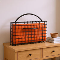 Handbag-Shaped Ornament Black Iron Grid Desk Ornament Carry Handle Metal Handbag Decor