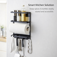 Bedroom Metal Fridge Organizer, 4 Tier Iron Art Wall for Kitchen Suction Cup Side Rack for Students, Space-Saving Storage Solution
