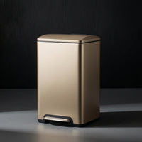 Trash Can with Step Pedal Stainless Steel Trash Bin with Liner Square Pedal Bin for Office