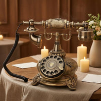 Ornate Antique Phone Message Book Bronze and Gold-Toned Rotary Desktop Telephone Resin Body Vintage Rotary Phone Ornament Metal Accessories