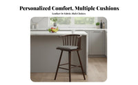 Nordic Design Windsor rear High Stool Minimalist design Bar Chair Curved rearrest Seating Furniture With Footrest for Adults, Homeowners, Cafe Owners, Kitchen Island, Restaurant, Dining Room