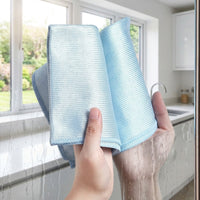 Dual-Sided Microfibre Cleaning Cloth, 40cm x 40cm Microfibre Cloth, Cleaning Cloths for Glass, Mirrors and Panes, Pale Blue