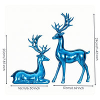 Electroplated Deer Figurine Reflective Deer Statue Resin Stag Figurine Sculpted for Living Room, Office, Entryway