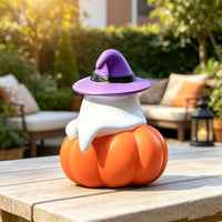 Halloween Pumpkin Ghost Doll with Magic Hat Resin Figurine