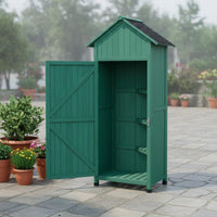 Easy to Organize Garden Tool Storage Cabinet Waterproof Wooden Storage Cabinet Anti-Corrosion Outdoor Tool Shed Spray-Painted Finish for Balcony, Yard