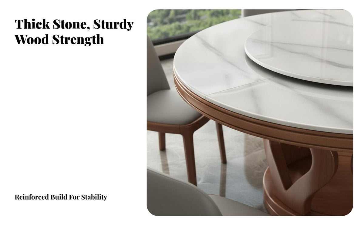 Pedestal Dining Table with Lazy Susan Modern Design Round Turntable Table with 6 Chairs Minimalist aesthetic Home Furniture for Homeowners, Hosts, Kitchen