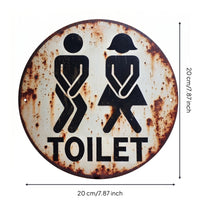 Round Metal Wall Plaque Decorative Lavatory Toilet Simple to Hang to Hang Restroom Plaque