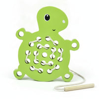 Wooden Threading Turtle Fine Motor Wooden Threading Board Lacing Board with String Child-Centered Activity Puzzle Educational