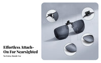 Blocking Rectangular Snap-on Sunglasses Slim Rotating Snap-on Shades Lightweight Eyewear Accessory UV400 Protection