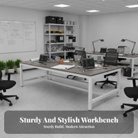 High Load Capacity Double Layer Workbench Stable Frame Heavy Duty Packing Table Industrial Work Table with Shelf for Factory Workers, Woodworkers, Professionals, Warehouse, Repair Shop, Basement