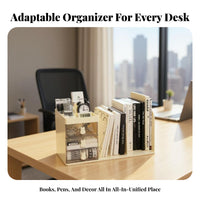 Multi-Compartment Stationery Holder Compartmentalized Design Multi-Compartment Rack with Drawer Space-Saving Desk Organizer for Artists, Makeup Vanity