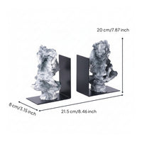 Stone Bookends Chinese-Style Desktop Ornaments Black Metal Base Home Decoration for Desk
