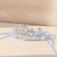 Floral Headband with Ribbons Princess-Style Flower Crown Headband with Flowers Sparkling Hair Accessory Dreamy for Children