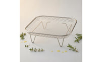 Silver Metal Finish Air Fryer Basket Even Cooking Air Fryer Rack Dishwasher Safe Mesh Rack Stackable
