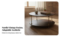 Three-Legged Circular Table Factory-Chic Aesthetic Household Furniture Vintage Look Rustic Appeal for Living Room