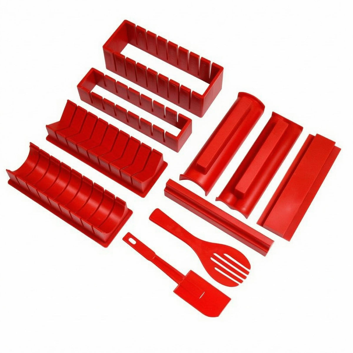 10 Pieces Hand Tools Sushi Making Kit Rectangular Rice Mold Set for Home Kitchen