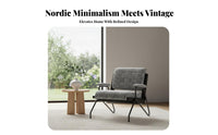 Nordic aesthetic Houndstooth Armchair Modern Minimalist Upholstered Accent Armchair sturdy Wood Frame Lounge Chair Designer Piece for Interior Designers, Readers, Homeowners, Living Room, perusing corner, Home Office, Entryway