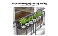 Decorative Scrollwork Fretwork Hanging Planter Space-Saving Hanging Railing Basket Adjustable fasteners Plant Stand Easy Installation for Apartment Dwellers, Gardeners, residents, Balcony, Windowsill, Fence, Patio