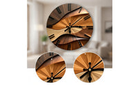 Silent Wall Clock Modern Clock with Wood-Grain Look Sculptural for Living Room, Office