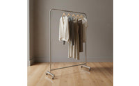 With Wheels Freestanding Clothes Hanging Easy to Move Rolling Clothes Rack Heavy Duty Stainless Steel Clothing Rack Minimalist Design for Bedroom