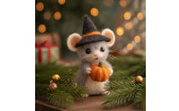Felted Holiday Mouse Ornament Decorative Felt Mouse Figurine Cute Whimsical for Collectors, Tabletop Display