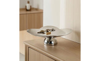 Four-Lobed-Shaped decorative Tray Mirror Finish Stainless Steel Tray Sleek Pedestal Bowl for Entryway