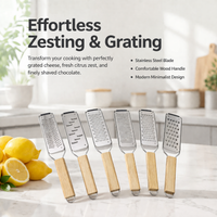 Lemon Cheese Zester, Stainless Steel Zester Grater with Wooden Handle, Fine Grater for Kitchen, Parmesan Cheese for Baking