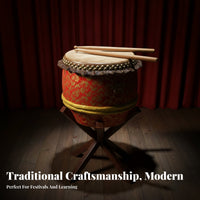 Cowhide Drumhead Lion Dance Drum Traditional Design Chinese Lion Dance Drum Long-Lasting Percussion Instrument Handmade for Beginners, Cultural Performers, Practice Sessions, Stage Performances, Holiday Celebrations, Music Class