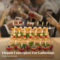 Perforated Tiered Skewer Stand Large Capacity Bamboo Skewer Holder